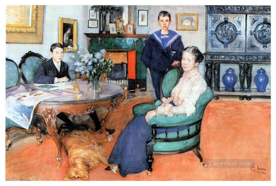hakon daga and edgar 1902 Carl Larsson Oil Paintings